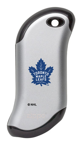 Front shot of NHL Toronto Maple Leafs: HeatBank® 9s Silver Rechargeable Hand Warmer