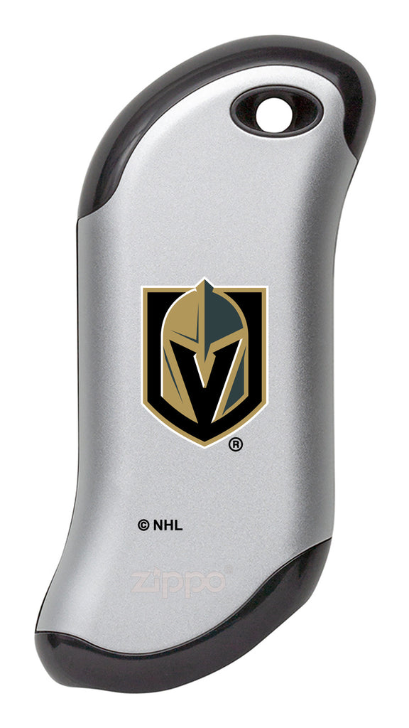 Front shot of NHL Vegas Golden Knights: HeatBank® 9s Silver Rechargeable Hand Warmer