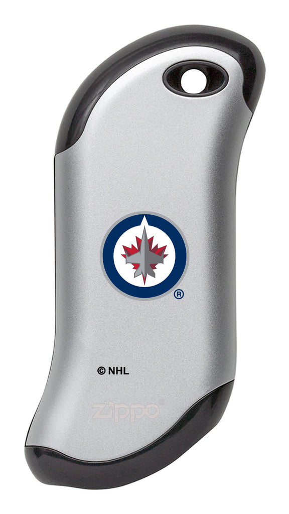 Front shot of NHL Winnipeg Jets: HeatBank® 9s Silver Rechargeable Hand Warmer