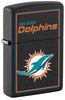 Front shot of NFL Miami Dolphins Windproof Lighter standing at a 3/4 angle.
