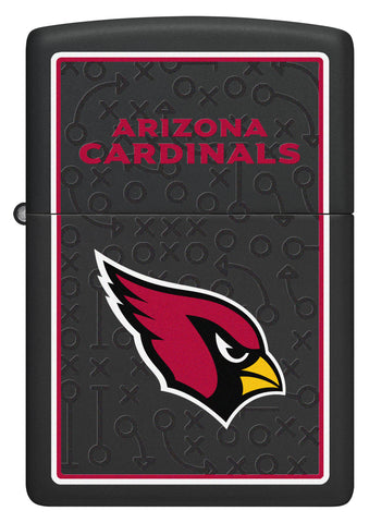 NFL Arizona Cardinals Windproof Lighter with its lid open and unlit.