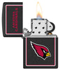 NFL Arizona Cardinals Windproof Lighter with its lid open and lit.