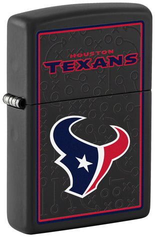 Front shot of NFL Houston Texans Windproof Lighter standing at a 3/4 angle.