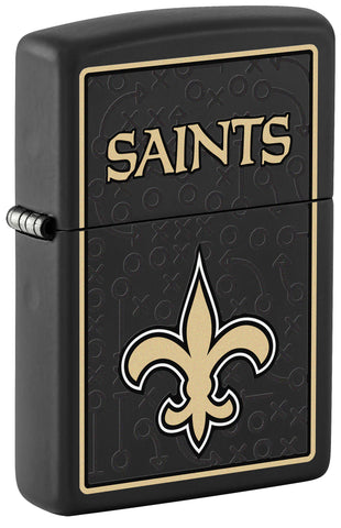 Front shot of NFL New Orleans Saints Windproof Lighter standing at a 3/4 angle.