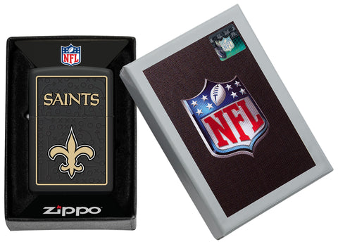 NFL New Orleans Saints Windproof Lighter in its packaging.