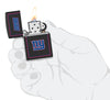 NFL New York Giants Windproof Lighter with its lid open and lit.