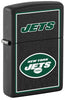 Front shot of NFL New York Jets Windproof Lighter standing at a 3/4 angle.
