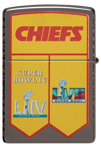 Back view of Zippo NFL Kansas City Chiefs Super Bowl Commemorative Armor Black Ice Windproof Lighter.