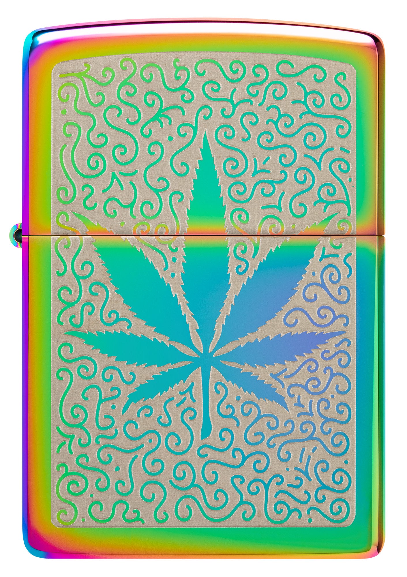 Front view of Zippo Cannabis Design Multi-Color Windproof Lighter.