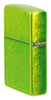 Angled shot of Zippo Classic Lurid Windproof Lighter showing the back and hinge side of the lighter.