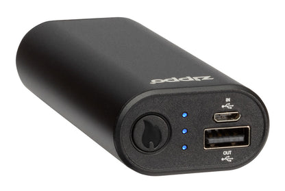Blue HeatBankÂ® 6 Rechargeable Hand Warmer standing at a slight angle