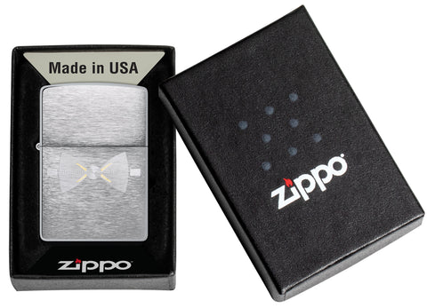 Gold Bowtie Windproof Lighter in its packaging