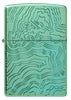 Front view of Zippo Map Armor High Polish Green Windproof Lighter.