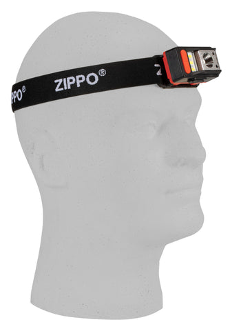 Shot of the Zippo Headlamp on a head.