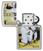 Zippo Norman Rockwell Astronaut Street Chrome Windproof Lighter with its lid open and unlit.