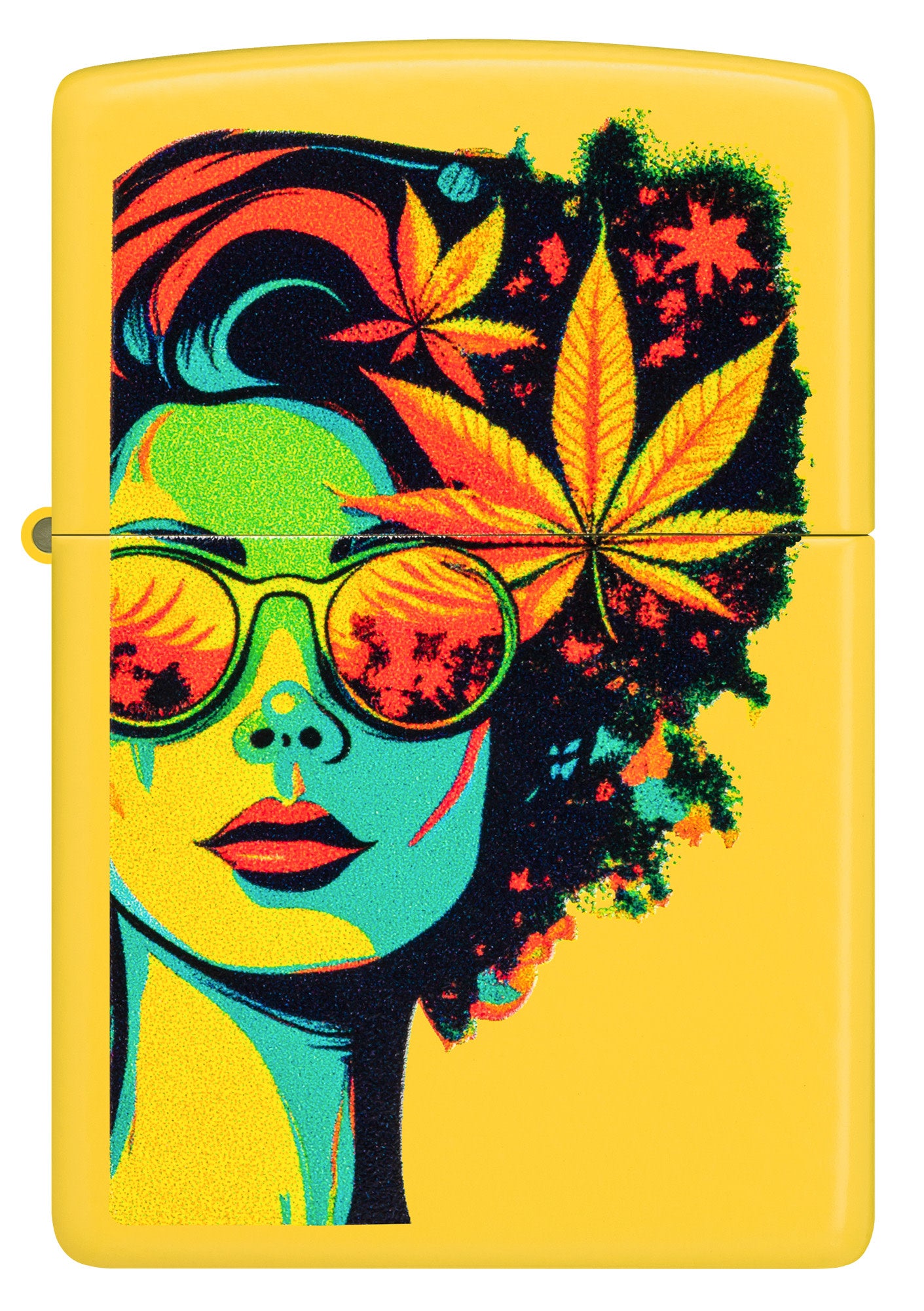 Front view of Zippo Blazing Beauty Design Sunflower Windproof Lighter.