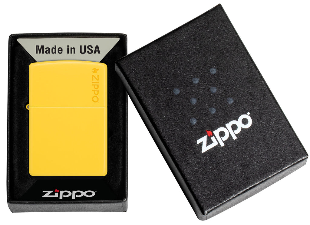 Zippo Classic Sunflower Logo Windproof Lighter in its packaging.