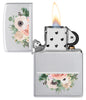 Floral Lighter Windproof Lighter with its lid open and lit