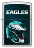 Front shot of NFL Philadelphia Eagles Helmet Street Chrome Windproof Lighter.