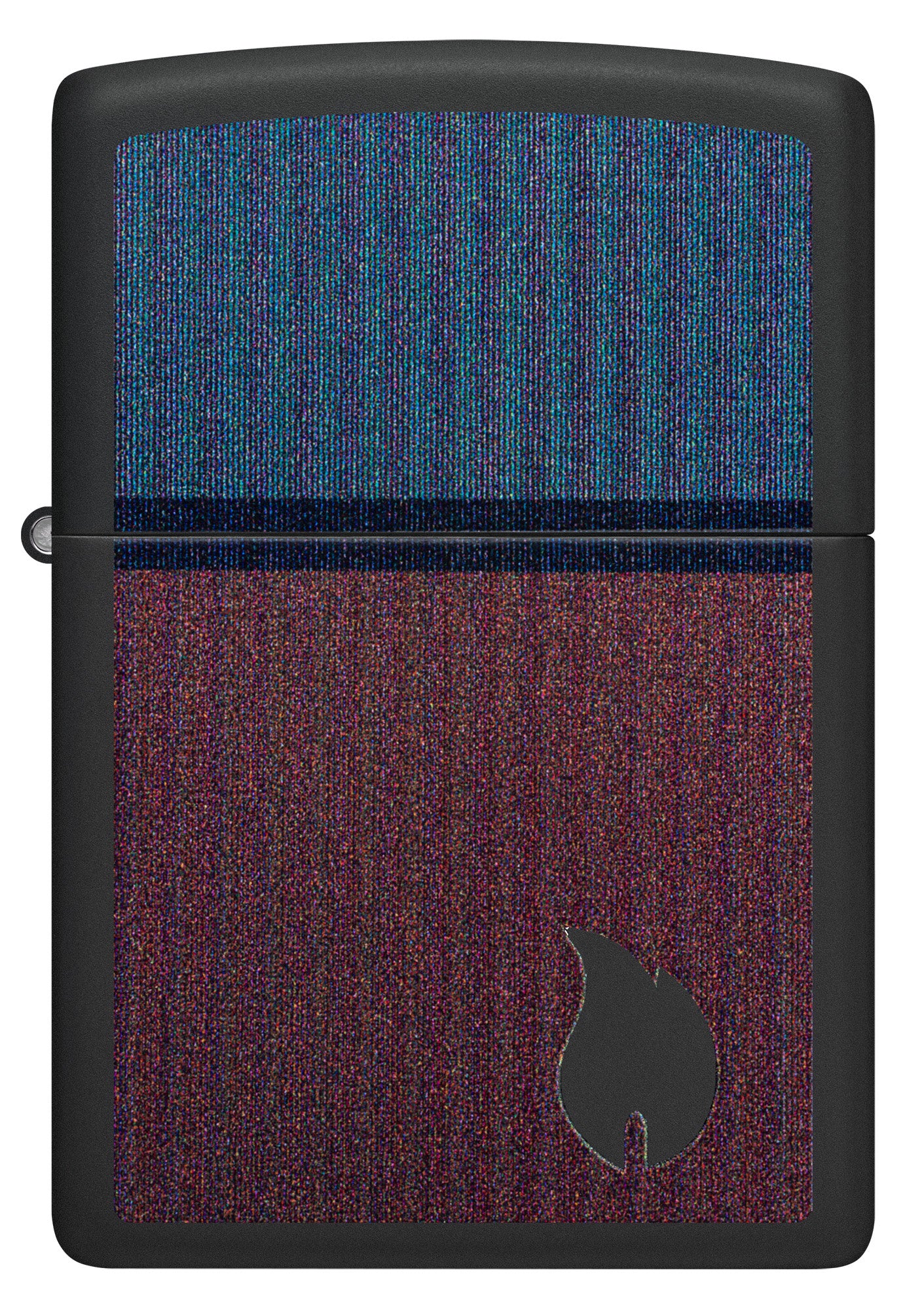 Front view of Zippo Color Block Flame Design Black Matte Windproof Lighter.