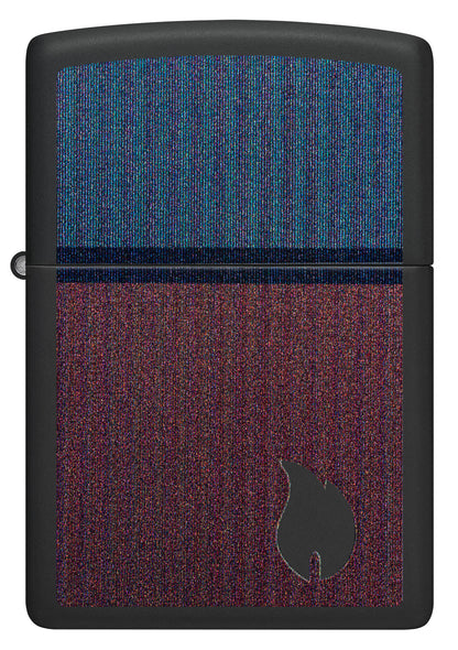 Front view of Zippo Color Block Flame Design Black Matte Windproof Lighter.
