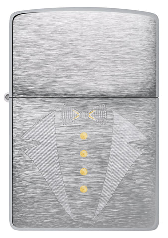 Front of Gold Tux & Bowtie Design Windproof Lighter