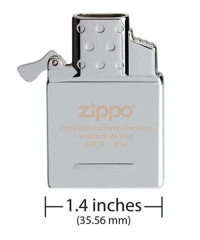 Image of Double Torch Butane Lighter Insert with a graphic below it showing its 1.3 inches wide.