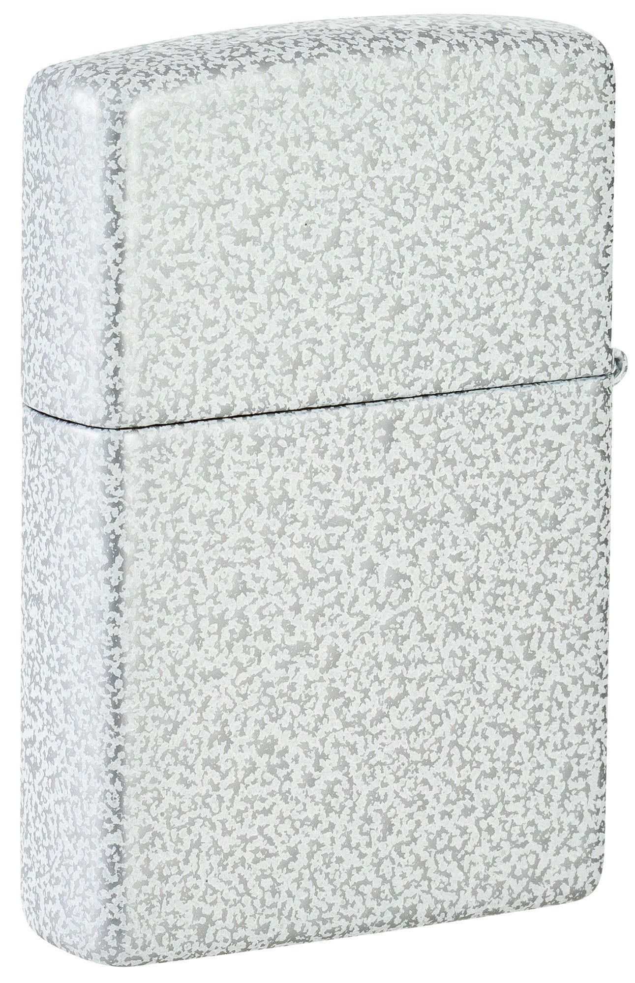 Back view of Zippo Classic Glacier Logo Windproof Lighter standing at a 3/4 angle.