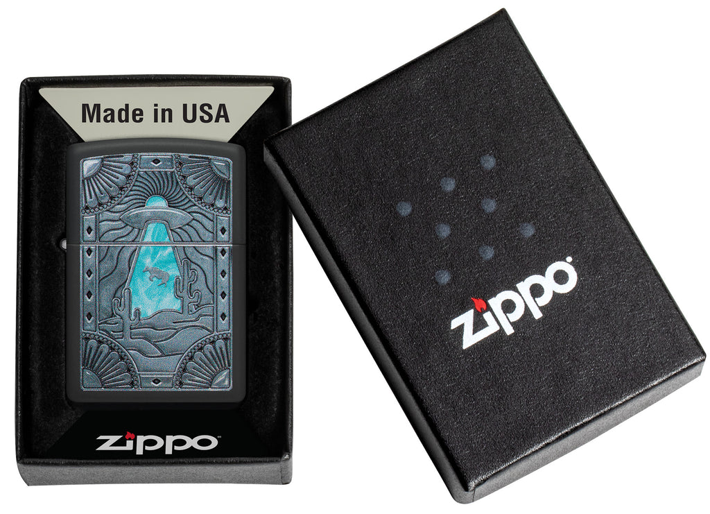 Zippo Cow Abduction Design Black Matte Windproof Lighter Zippo USA