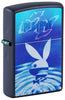 Front shot of Zippo Playboy Navy Matte Windproof Lighter standing at a 3/4 angle.