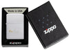 Zippo Love Design Satin Chrome Windproof Lighter in its packaging.