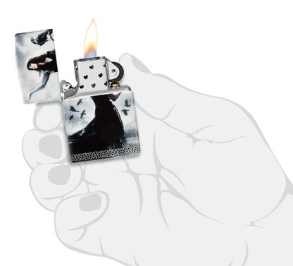 Zippo MazziÂ® 540 Matte Windproof Lighter lit in hand.