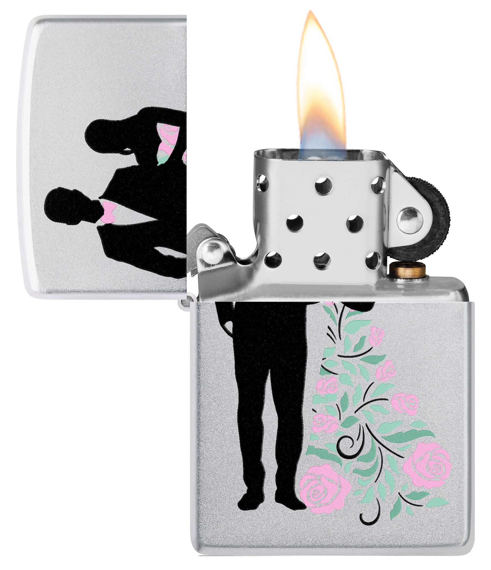 Wedding Couple Design Windproof Lighter in its packaging