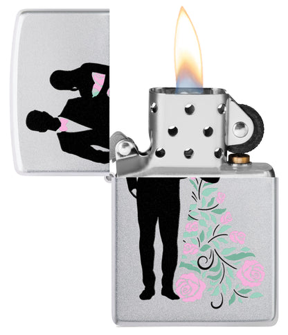 Wedding Couple Design Windproof Lighter in its packaging