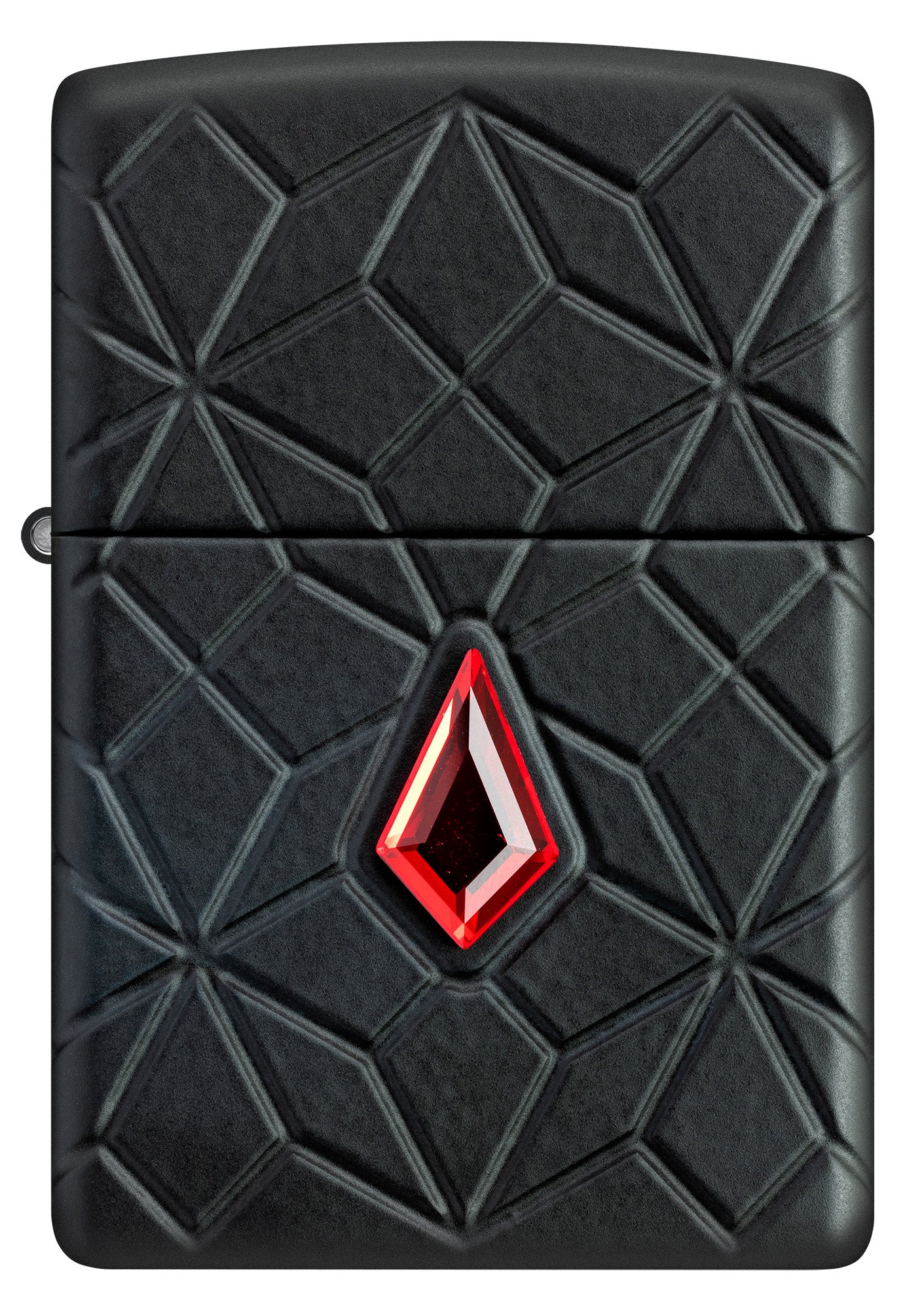 Front view of Zippo Crystal Design ArmorÂ® Black Matte Windproof Lighter.