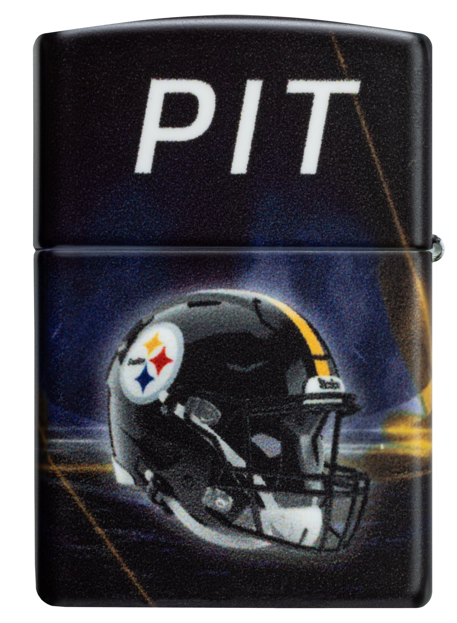 Back view of Zippo NFL Pittsburgh Steelers 540 Matte Windproof Lighter.