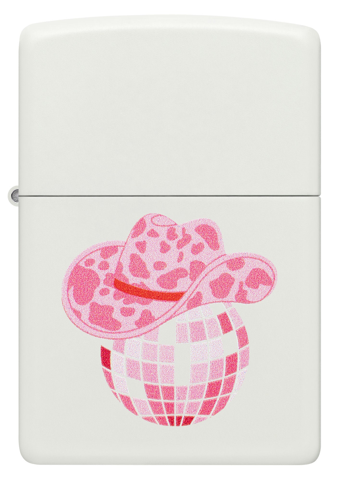 Front view of Zippo Honky Tonk Design White Matte Windproof Lighter.