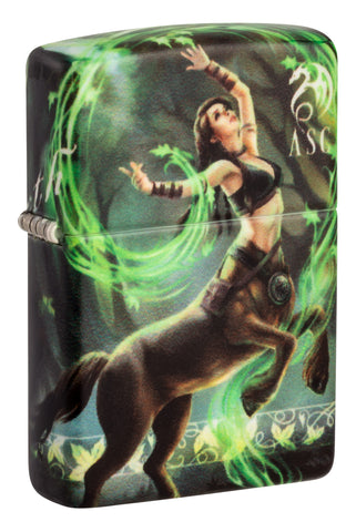 Front shot of Anne Stokes Earth Element 540 Color Windproof Lighter standing at a 3/4 angle.