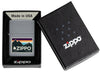Outdoor Zippo Logo Design Flat Grey Windproof Lighter in its packaging.