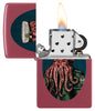 Zippo Nautical Design Brick Windproof Lighter with its lid open and lit.