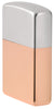 Angled shot of Zippo Bimetal Case Lighter - Copper Lid Windproof Lighter showing the front and right side of the lighter.
