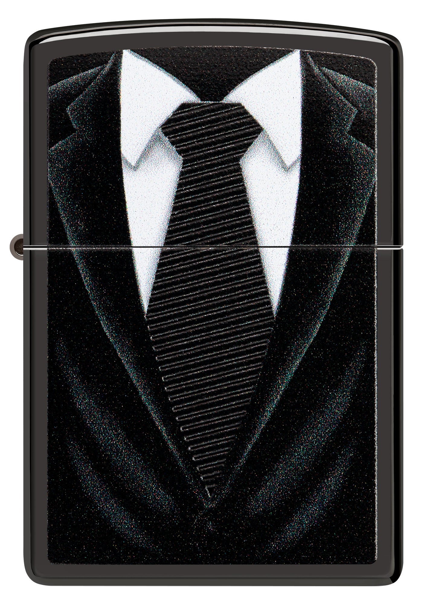 Front of Black Tie Design Windproof Lighter
