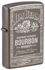 Front shot of Zippo Jim Beam Black Ice Windproof Lighter standing at a 3/4 angle.