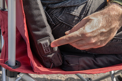 Lifestyle image of Zippo Heated Seat - Double on a lawn chair.