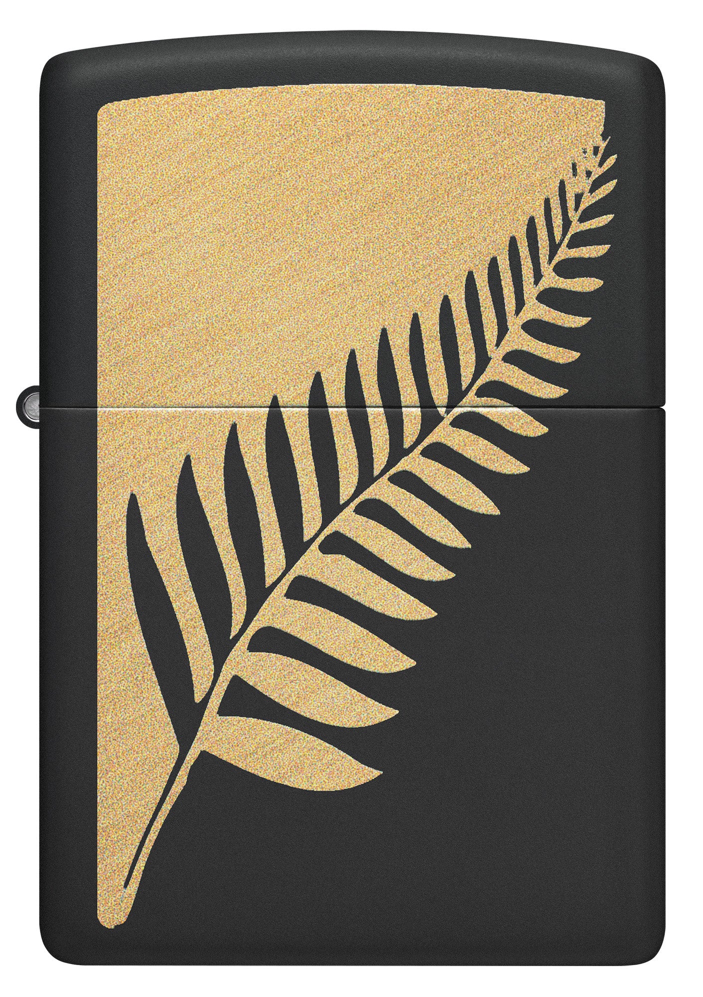 Front view of Zippo Zen Flora Design Black Matte Windproof Lighter.