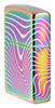 Angled shot of Zippo Wavy Pattern Design Multi Color Windproof Lighter showing the front and right side of the lighter.