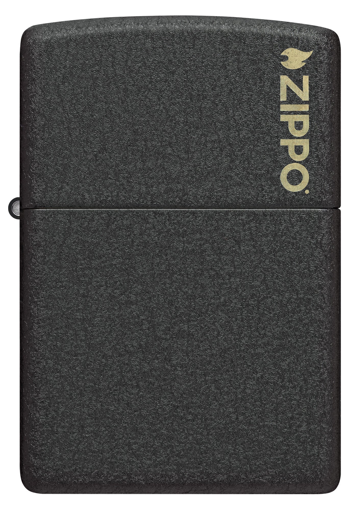 Front view of Zippo Classic Black CrackleÂ® Zippo Logo Windproof Lighter.