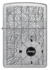 Front shot of Zippo Jeep Topographical Map Street Chrome Windproof Lighter.