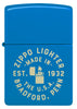 Front view of Zippo Seal Design Sky Blue Matte Windproof Lighter.