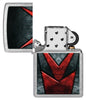 Zippo Metallic Pattern Design Street Chrome Windproof Lighter with its lid open and unlit.